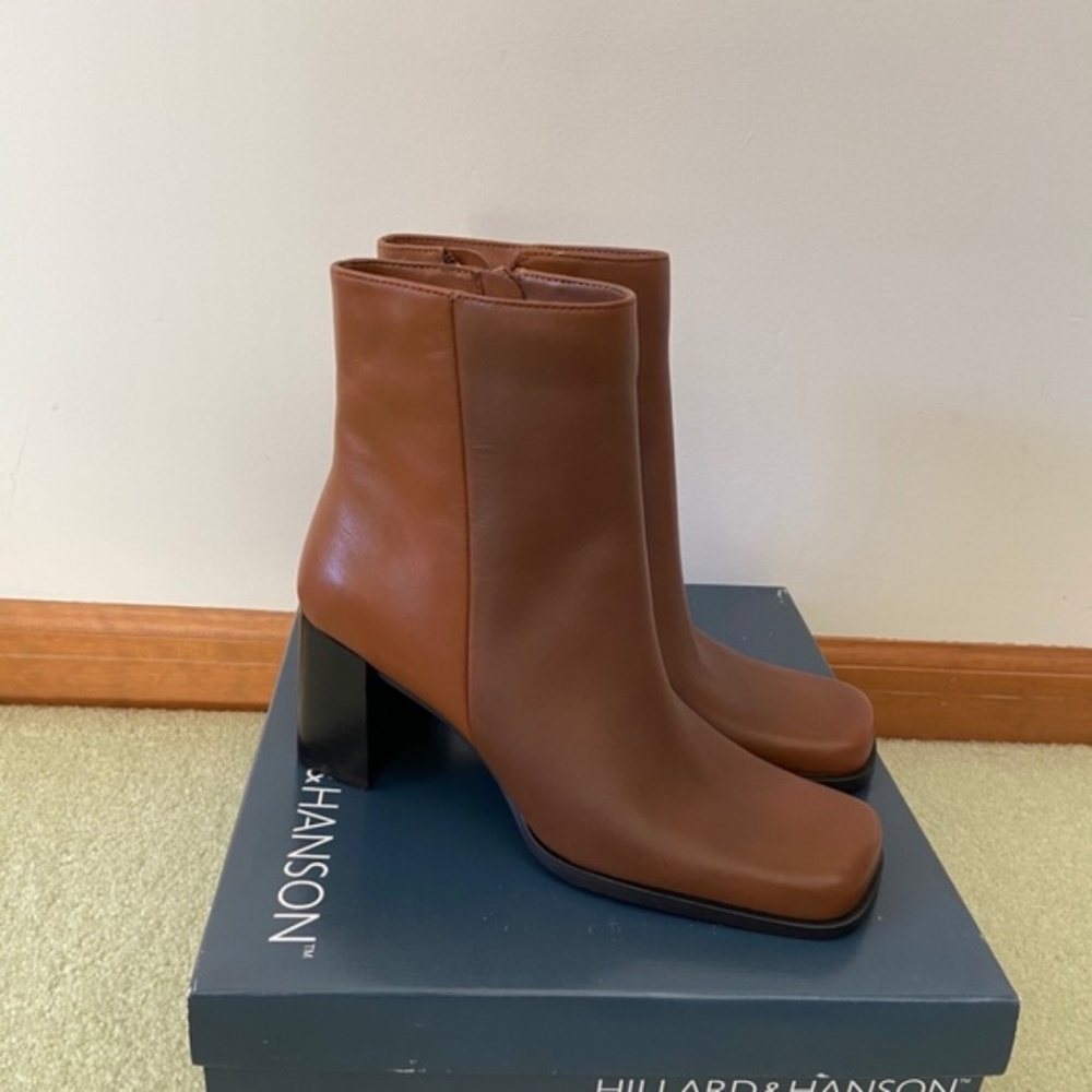 Hillard & Hanson Brown Leather Boots - Size 7